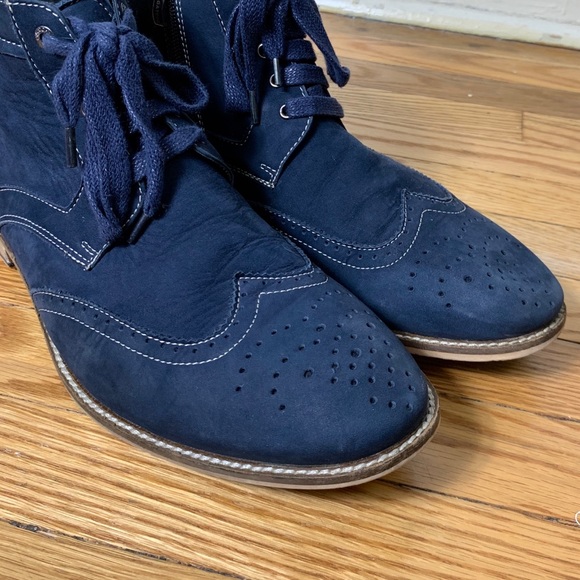 Bugatchi 10 Blue Leather Alta Oxford Chukka Boots - Picture 3 of 8
